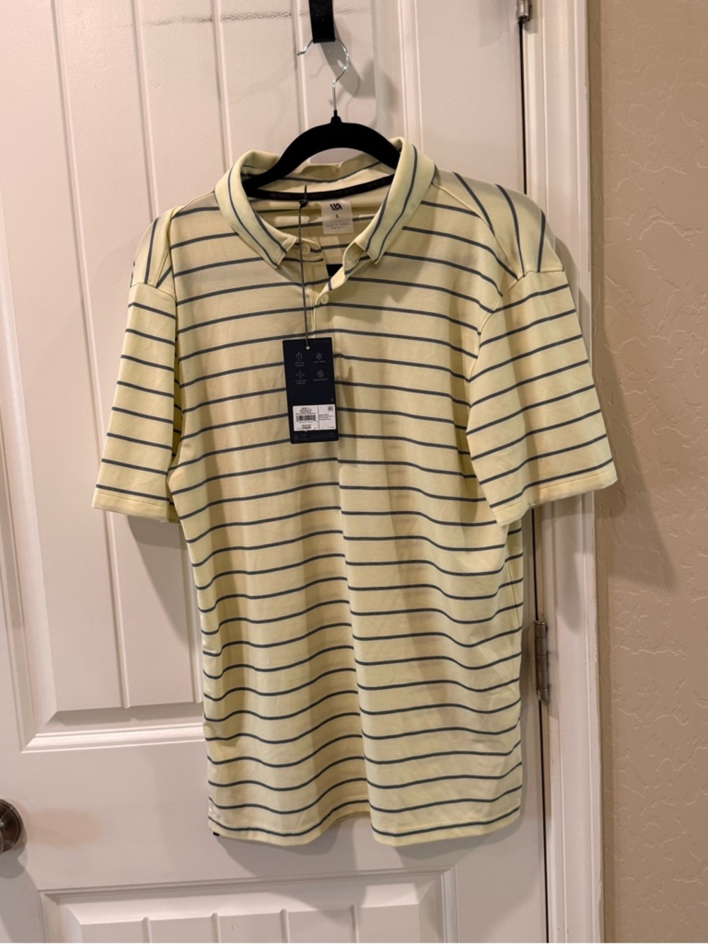 NWT VRST Men's 18th Hole YD Stripe Golf Polo - Micro Feeder Lemon